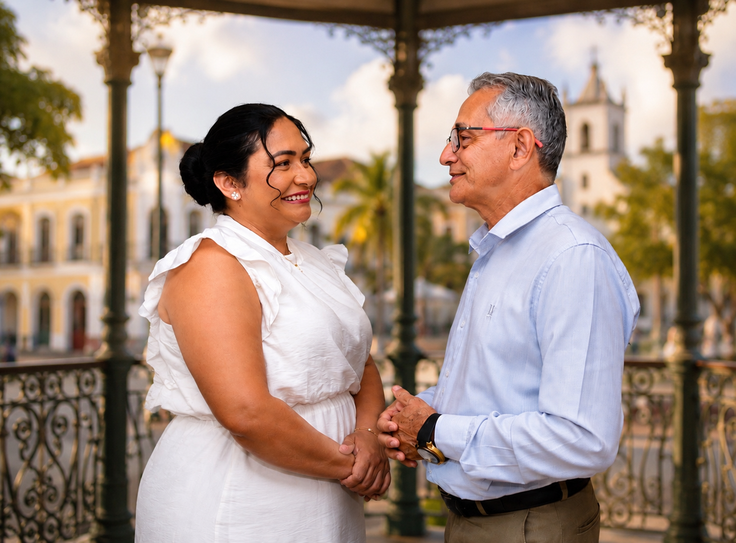 Nazaré e Paulo juntos no coreto